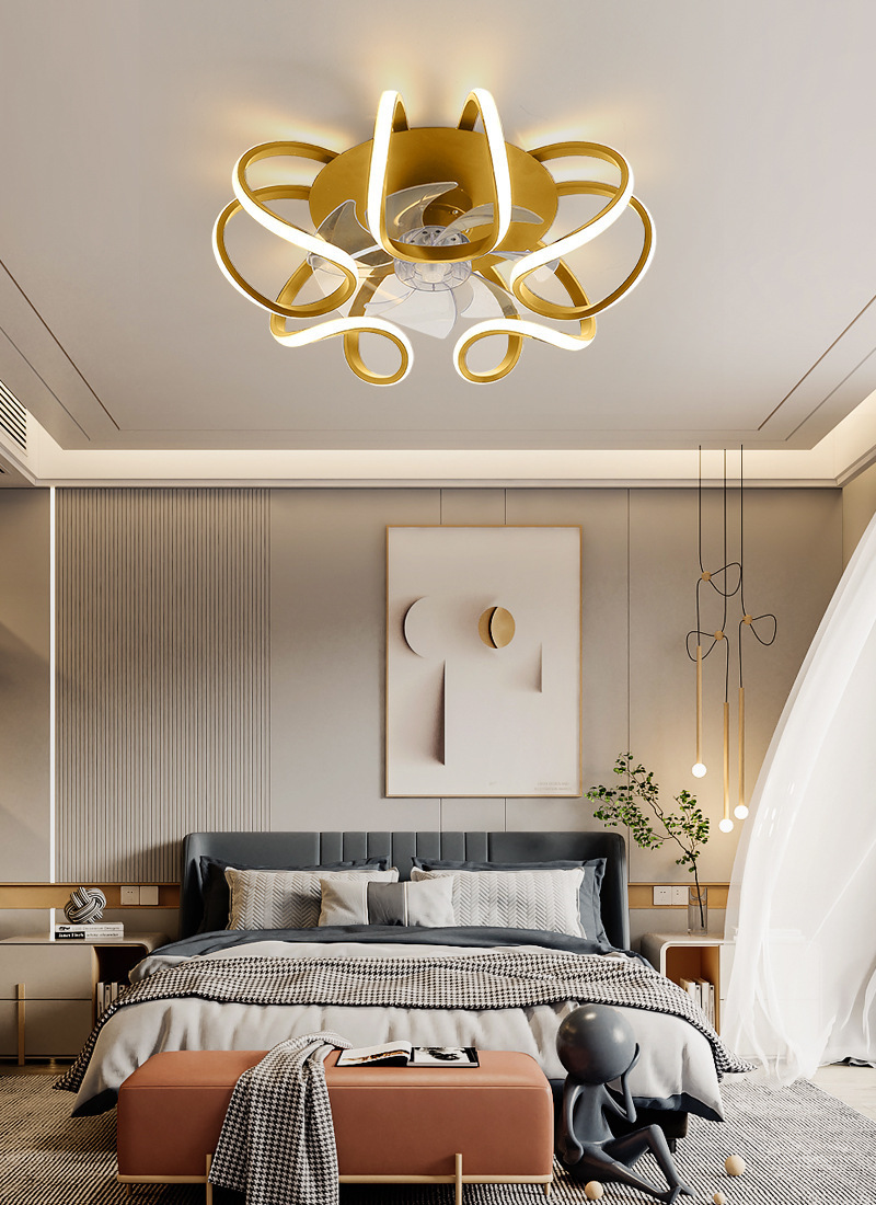 Post-Modern Ceiling Fan Light with Blades – LED Dimmable, Black/White/Gold/Grey, Bedroom Living Room Dining Room 8