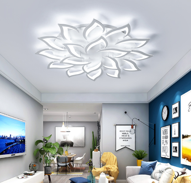 Nordic Petal LED Flush Mount Ceiling Light – Modern Black & White Chandelier for Living Room, Dining Room & Bedroom 6