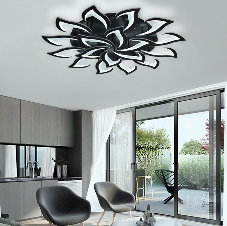 Nordic Petal LED Flush Mount Ceiling Light – Modern Black & White Chandelier for Living Room, Dining Room & Bedroom 7