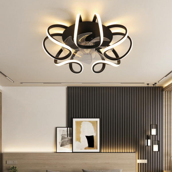 Modern ultra thin ceiling fan light bedroom & living room LED fan