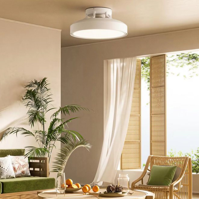 Bladeless Ceiling Fan Light | Silent LED Flush Mount | Dimmable | Bedroom Living Room | 48cm 7