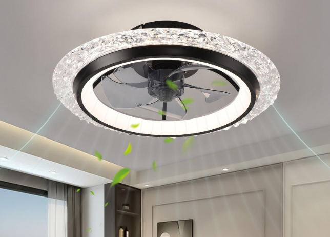 Crystal LED Ceiling Fan Light | 58W Dimmable | APP & Remote Control | 50cm | Bedroom Living Room 6