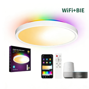 Smart Ceiling Light 30W RGB+CCT WiFi Bluetooth Dimmable LED Flush Mount – Alexa Compatible, 2700-6500K, 2700lm