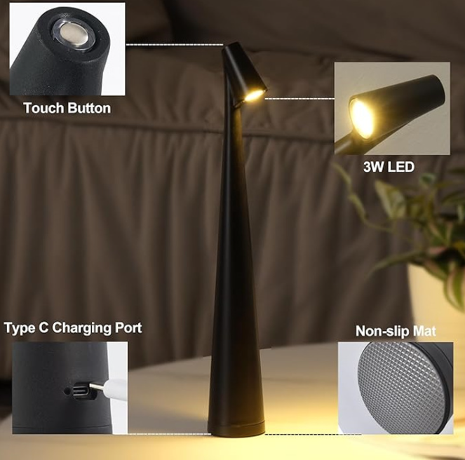 Rechargeable LED Desk Lamp – Touch Dimming Night Light, USB-C Charging, Warm Light Table Lamp for Bedroom & Bedside 5 Rechargeable LED Desk Lamp – Touch Dimming Night Light, USB-C Charging, Warm Light Table Lamp for Bedroom & Bedside - Image 5