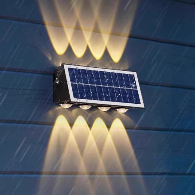Solar LED Wall Light | Outdoor Waterproof IP65 | 4/6/8 LED Warm White | Garden Villa Fence Porch 6 solar LED wall light outdoor IP65 waterproof warm white garden villa fence porch