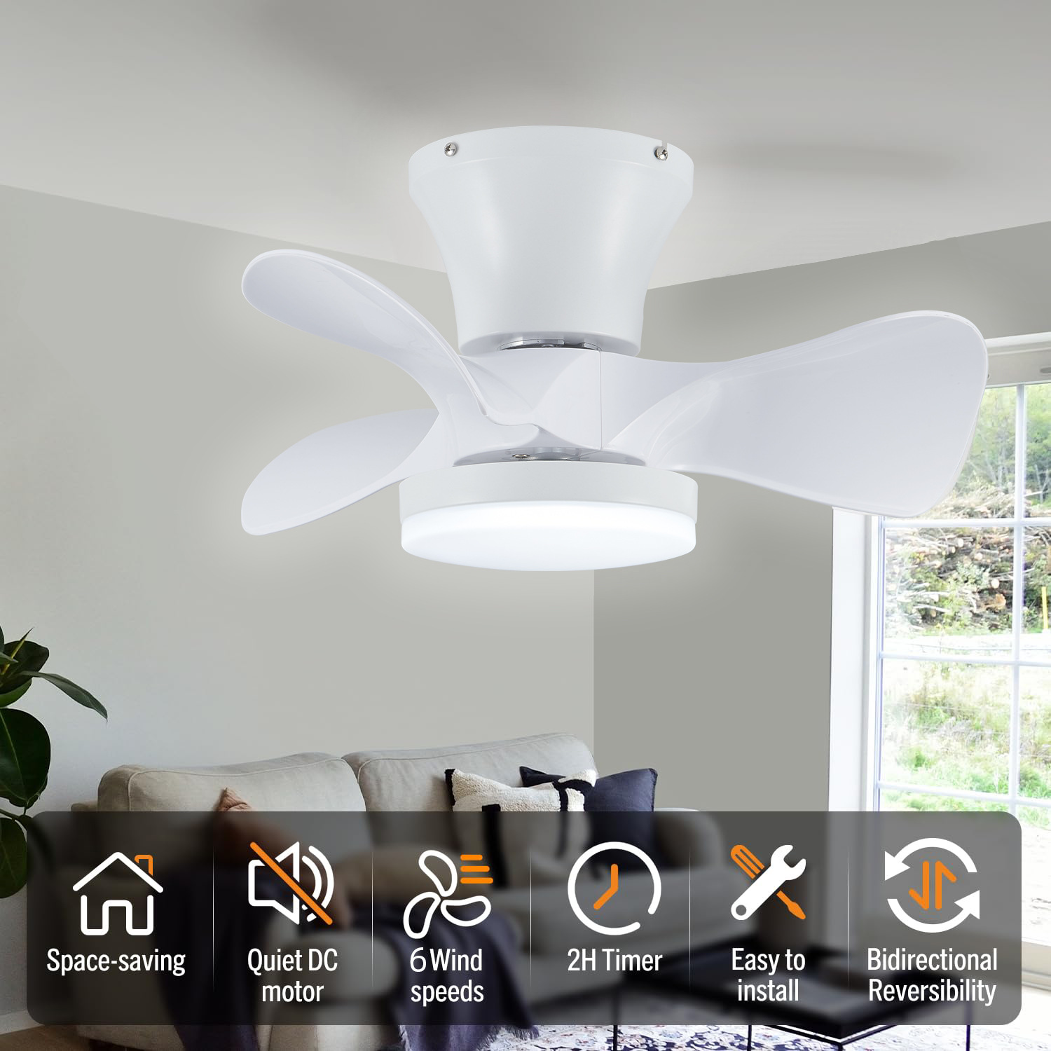 Nordic Ceiling Fan Light with Fixed Blades 56cm – LED Dimmable, Remote Control, 85-265V Wholesale 5 Nordic Ceiling Fan Light with Fixed Blades 56cm – LED Dimmable, Remote Control, 85-265V Wholesale - Image 5