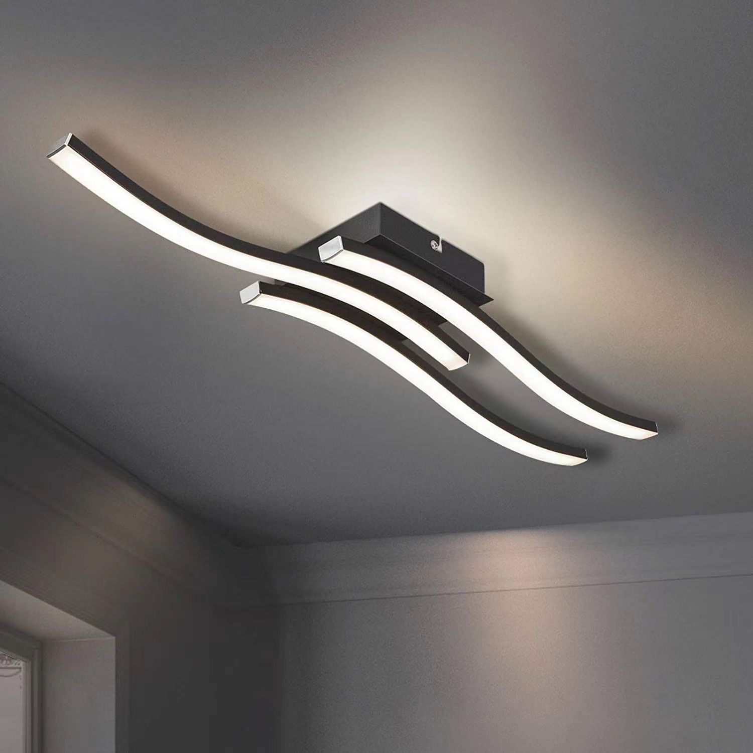 Modern Wave LED Ceiling Light 2 3 4 Head | Tricolor Dimmable Black White Wholesale 2 Modern Wave LED Ceiling Light 2 3 4 Head | Tricolor Dimmable Black White Wholesale - Image 2