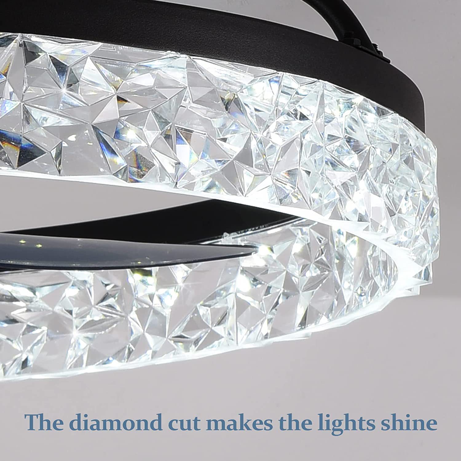 Nordic Crystal Ceiling Fan Light – LED Dimmable, Black & White, Bedroom Living Room, 85-265V Wholesale 4 Nordic Crystal Ceiling Fan Light – LED Dimmable, Black & White, Bedroom Living Room, 85-265V Wholesale - Image 4