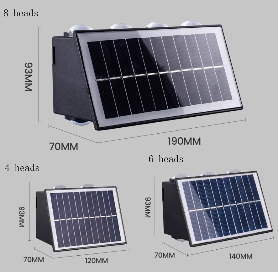 Solar LED Wall Light | Outdoor Waterproof IP65 | 4/6/8 LED Warm White | Garden Villa Fence Porch 5 Solar LED Wall Light | Outdoor Waterproof IP65 | 4/6/8 LED Warm White | Garden Villa Fence Porch - Image 5