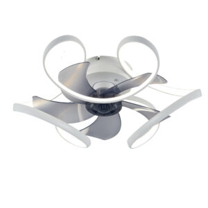 Modern Ceiling Fan Light with Blades 50cm – 64W LED Dimmable, Black & White, Bedroom Living Room