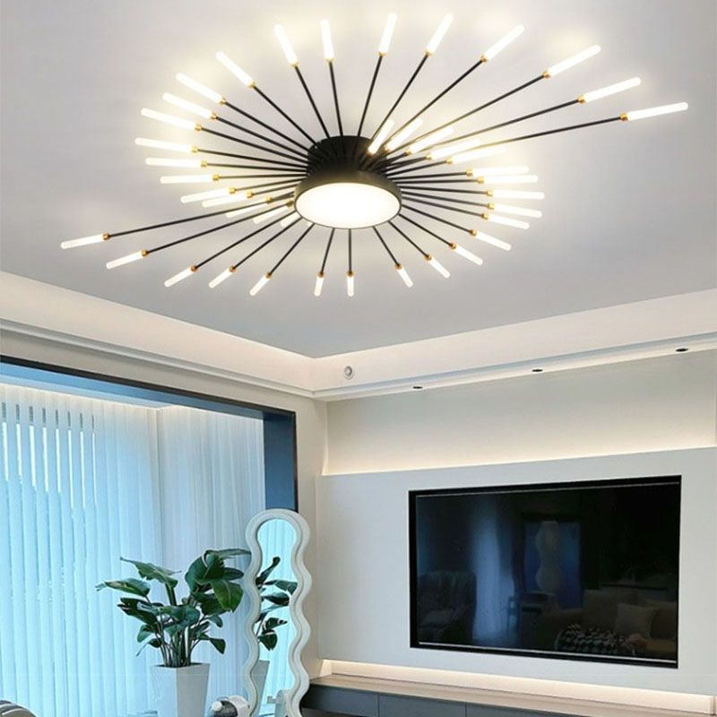 Sunburst Ceiling Light 12-42 Head | Eye-Care LED Dimmable Black Gold Wholesale 6 sunburst ceiling light black 42 head main