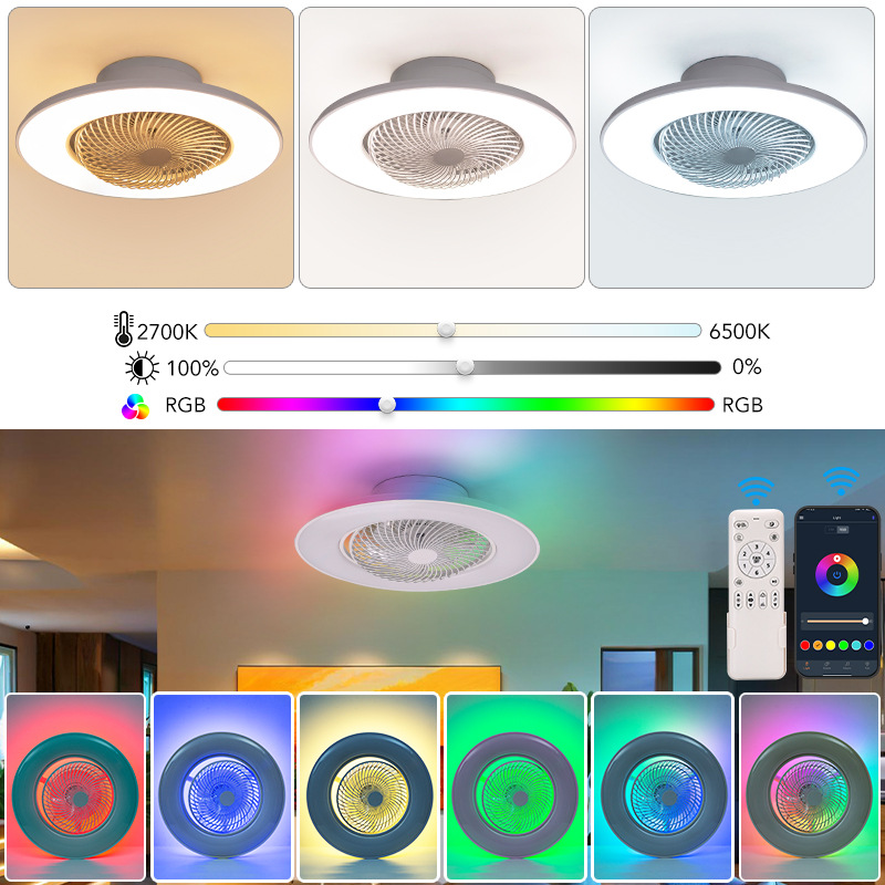 Smart RGBW Ceiling Fan Light | Bluetooth App | 100W 56CM 6