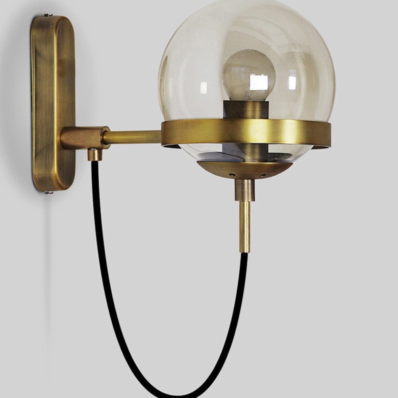 Nordic Glass Globe Wall Light | Vintage Industrial Sconce | Bedroom Restaurant Hotel | Antique Bronze & Black | LED Indoor Wall Lamp 6