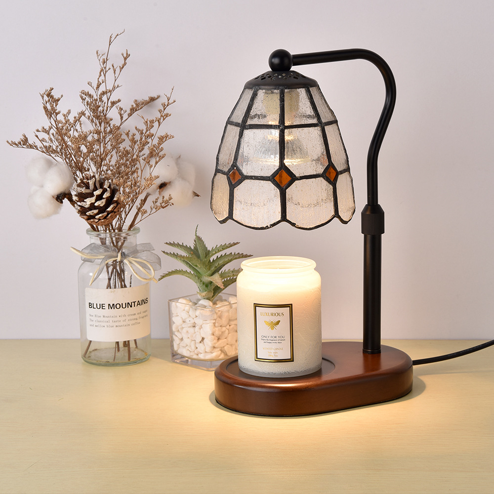 French Vintage Tiffany Stained Glass Candle Warmer Lamp | Dimmer Timer Remote | UL 3C | Bedroom Night Light Gift 9