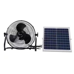 Solar Rechargeable Floor Fan | Solar Panel / Charging / Plug-in Three-Use | Brushless Motor | Outdoor Home Camping Construction