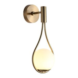 Post-Modern Luxury Gold Wall Light | Bedroom Living Room Staircase | Teardrop Glass Sconce | Antique Bronze & Black | LED Indoor