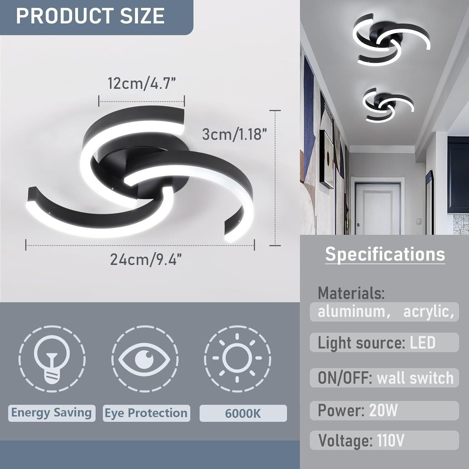 Spiral LED Ceiling Light Wholesale | Dual-Ring Flush Mount OEM 6