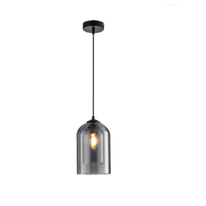 Nordic Glass Pendant Light | Amber Smoky Grey Luxury Bedside Chandelier | Single Head | Bedroom Entrance | E27
