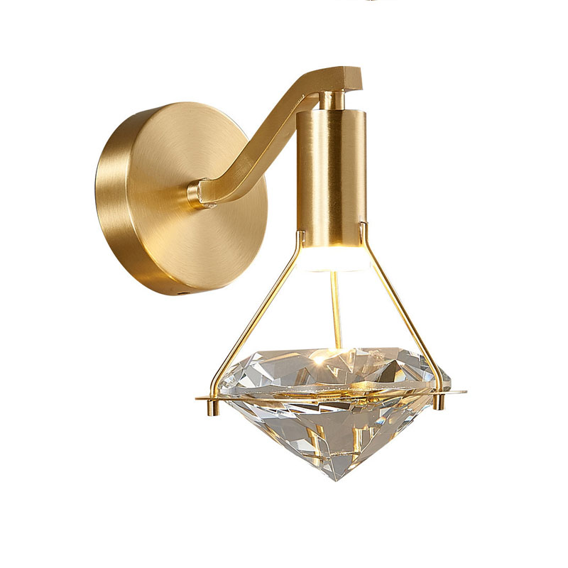 All-Copper Wall Lamp Postmodern Light Luxury Crystal Bedroom Bedside Light | H65 Brass K9 Crystal Shade 1 All-Copper Wall Lamp Postmodern Light Luxury Crystal Bedroom Bedside Light | H65 Brass K9 Crystal Shade