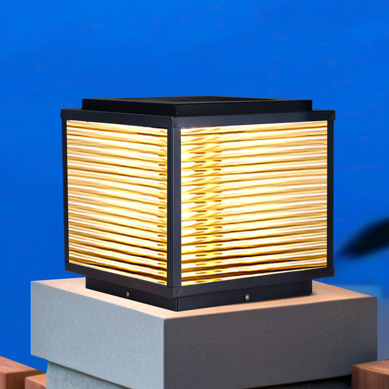 Solar Courtyard Outdoor Column Head Light | IP55 Waterproof | 3C Certified | LED Striped Shade | Power & Solar Dual Models | 20/25/30/40/50CM | PL-9122 3 Solar Courtyard Outdoor Column Head Light | IP55 Waterproof | 3C Certified | LED Striped Shade | Power & Solar Dual Models | 20/25/30/40/50CM | PL-9122 - Image 3