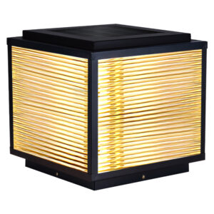 Solar Courtyard Outdoor Column Head Light | IP55 Waterproof | 3C Certified | LED Striped Shade | Power & Solar Dual Models | 20/25/30/40/50CM | PL-9122