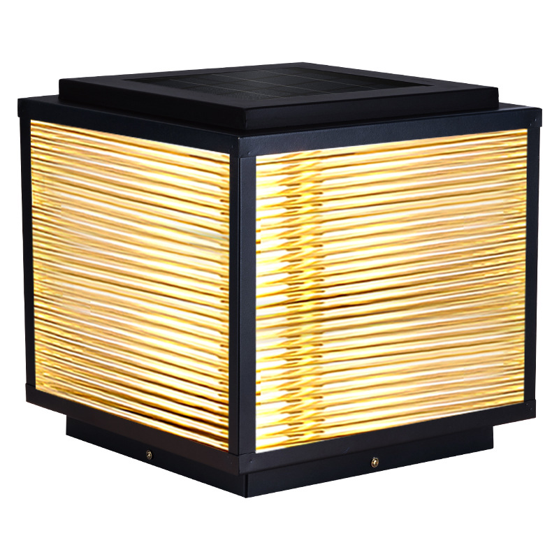Solar Courtyard Outdoor Column Head Light | IP55 Waterproof | 3C Certified | LED Striped Shade | Power & Solar Dual Models | 20/25/30/40/50CM | PL-9122 1 Solar Courtyard Outdoor Column Head Light | IP55 Waterproof | 3C Certified | LED Striped Shade | Power & Solar Dual Models | 20/25/30/40/50CM | PL-9122