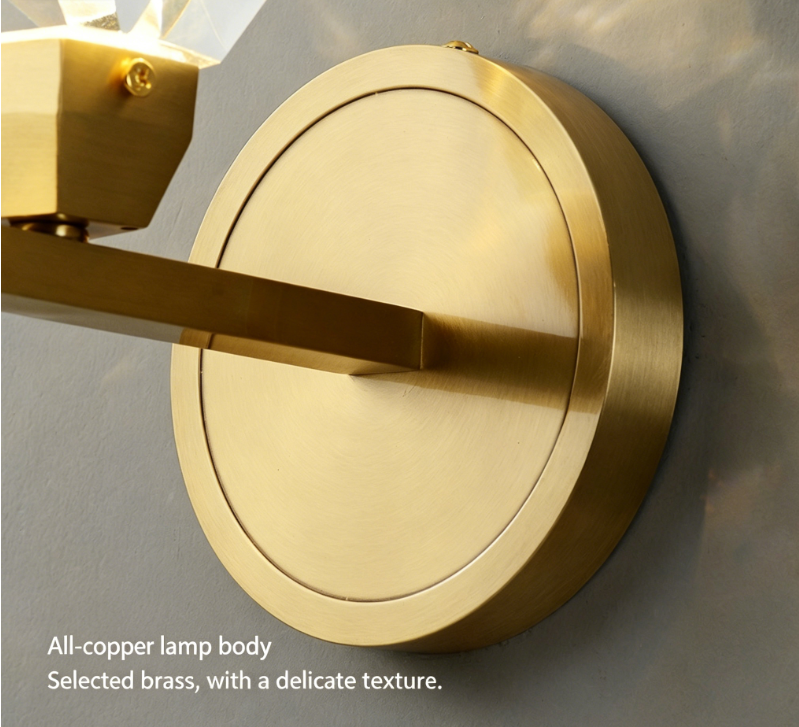 Brass Crystal Wall Lamp | Solid Brass Body K9 Crystal Shade | Bubble & Clear | Bedroom Living Room 4 Brass Crystal Wall Lamp | Solid Brass Body K9 Crystal Shade | Bubble & Clear | Bedroom Living Room - Image 4