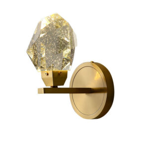 Brass Crystal Wall Lamp | Solid Brass Body K9 Crystal Shade | Bubble & Clear | Bedroom Living Room