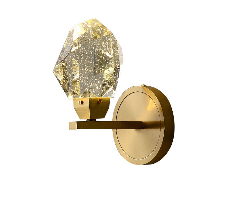 Brass Crystal Wall Lamp | Solid Brass Body K9 Crystal Shade | Bubble & Clear | Bedroom Living Room 1 Brass Crystal Wall Lamp | Solid Brass Body K9 Crystal Shade | Bubble & Clear | Bedroom Living Room