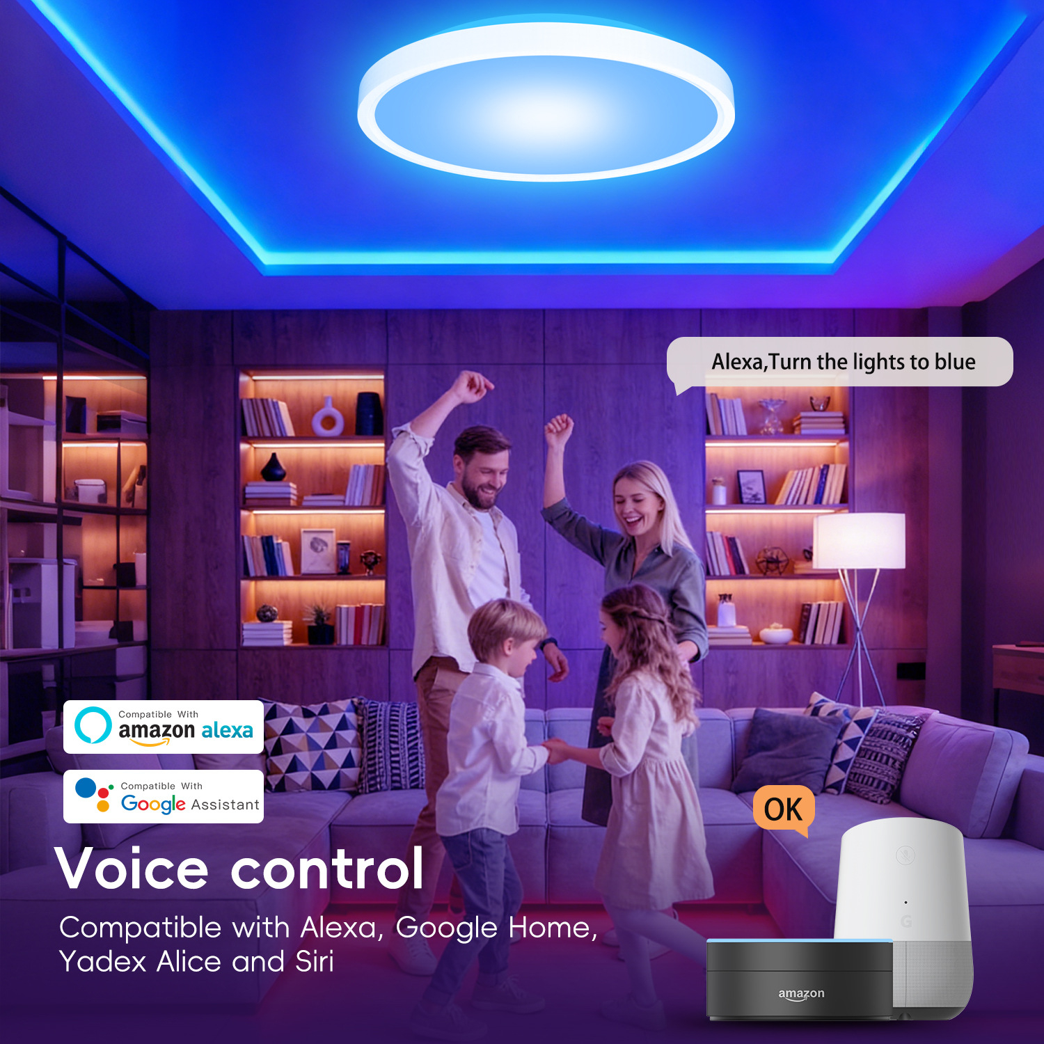 Smart WiFi LED Ceiling Light Wholesale – Dual-Side RGB Glow App & Remote Control 30W Dimmable 3 Smart WiFi LED Ceiling Light Wholesale – Dual-Side RGB Glow App & Remote Control 30W Dimmable - Image 3