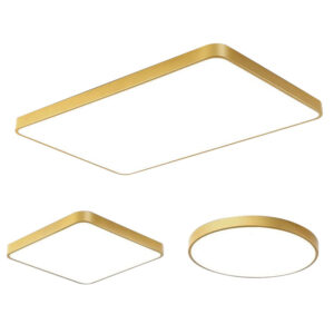 Gold LED Ceiling Light wholesale round square and rectangle sizes tri-color dimmable remote control 110V/220V available