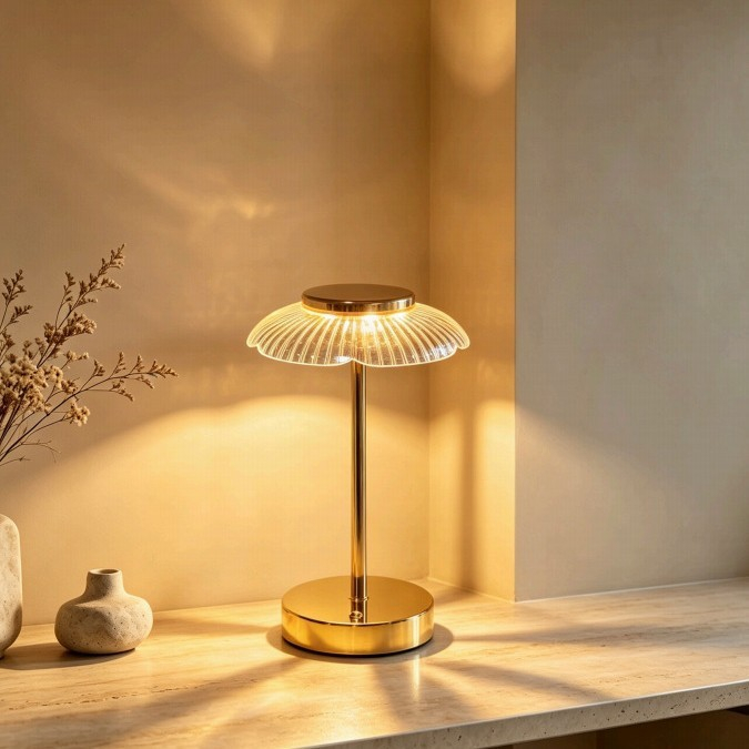 Acrylic Mushroom Table Lamp Wholesale USB LED Gold Base 3 Acrylic Mushroom Table Lamp Wholesale USB LED Gold Base - Image 3