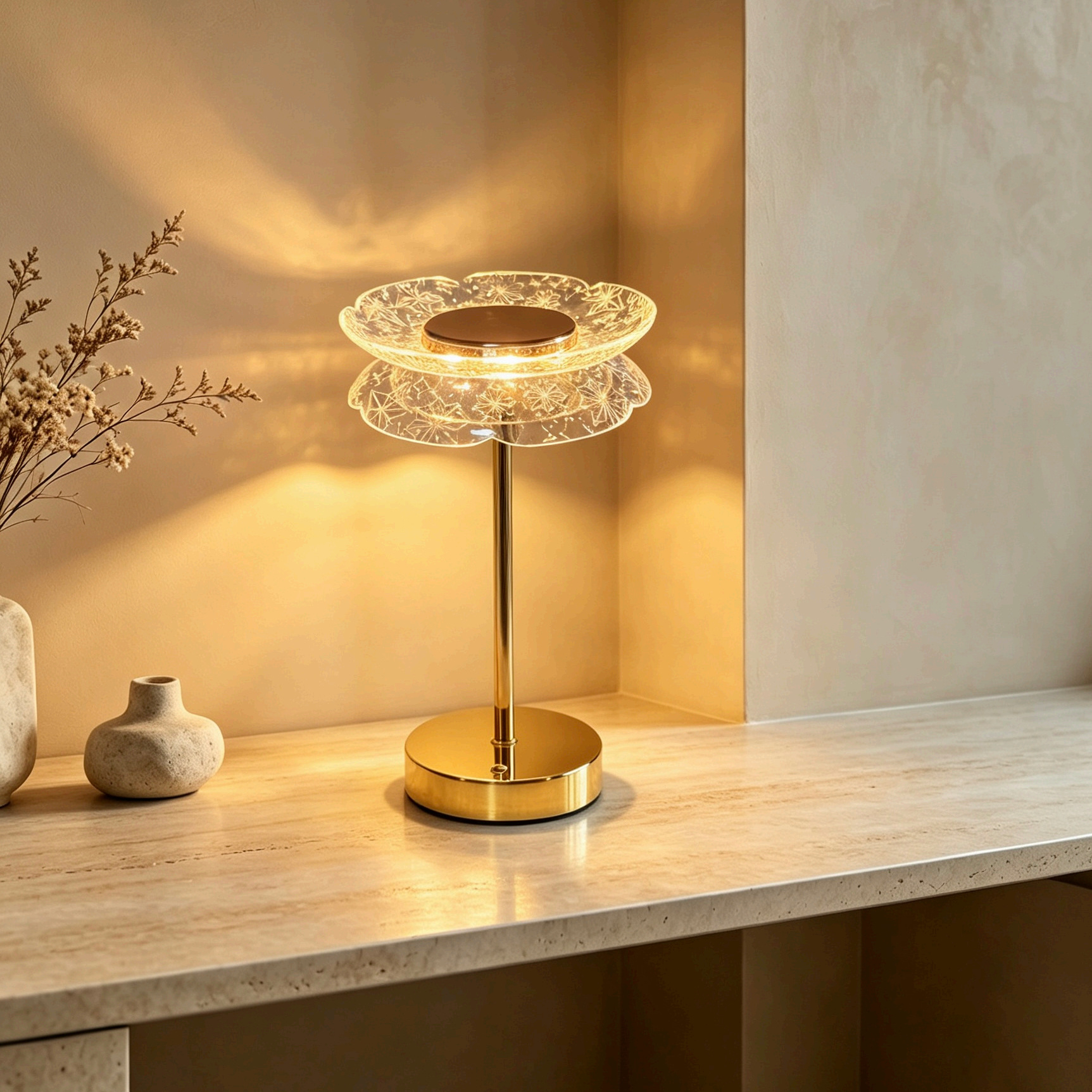 Acrylic Mushroom Table Lamp Wholesale USB LED Gold Base 2 Acrylic Mushroom Table Lamp Wholesale USB LED Gold Base - Image 2