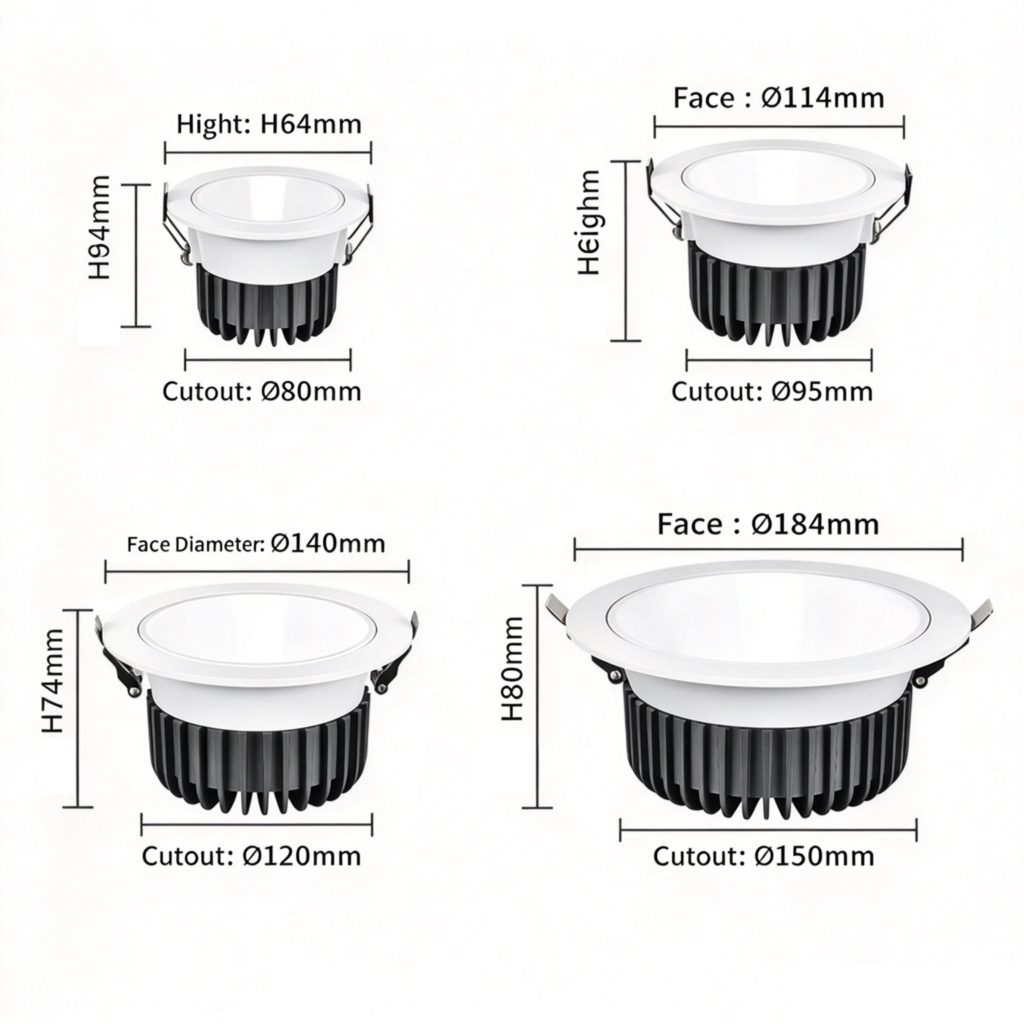 Deep Cup Anti-Glare Downlight Wholesale 10W-34W COB 7