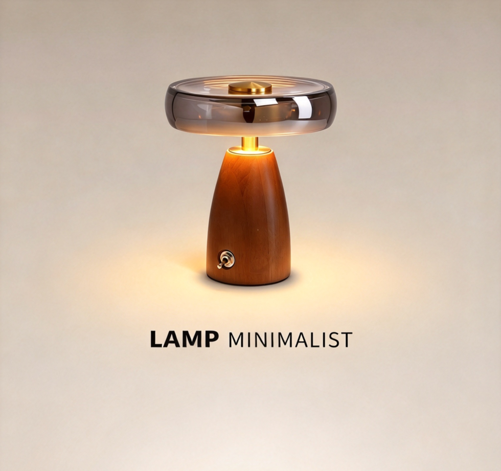 Wood Glass Table Lamp Wholesale Eye-Care Walnut 5W 7
