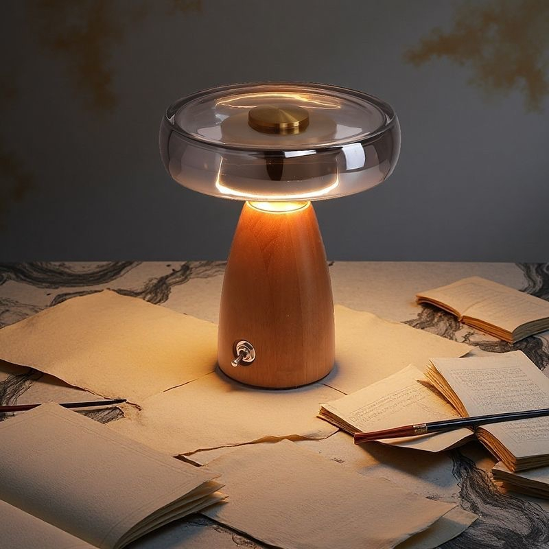 Wood Glass Table Lamp Wholesale Eye-Care Walnut 5W 3 Wood Glass Table Lamp Wholesale Eye-Care Walnut 5W - Image 3