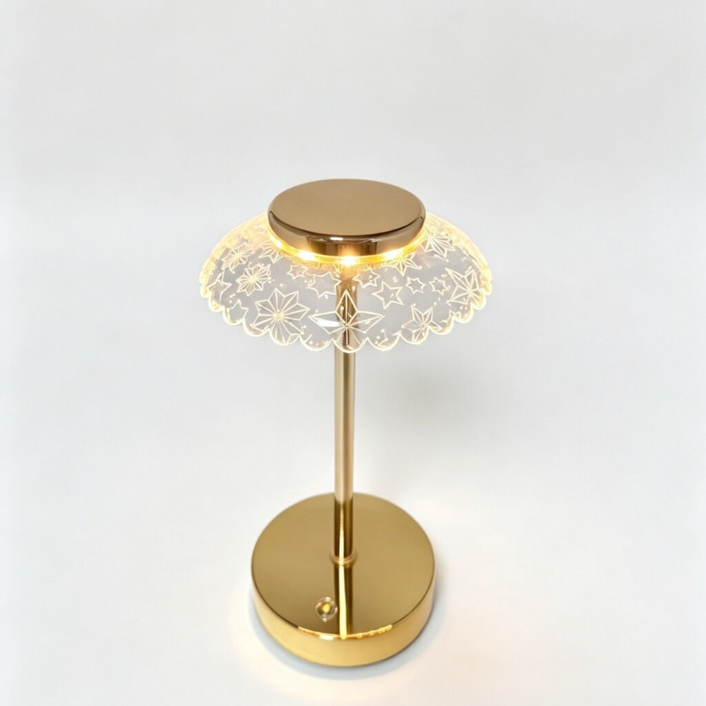 Acrylic Mushroom Table Lamp Wholesale USB LED Gold Base 7