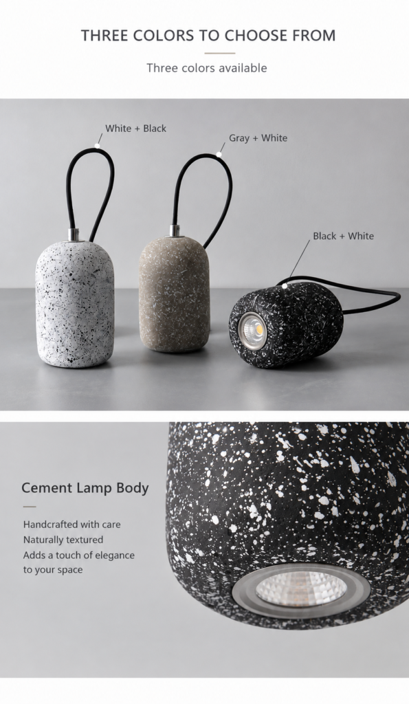 Concrete Pendant Light Wholesale Terrazzo 100x160mm 5W 6